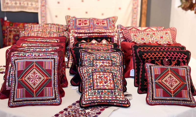 Exhibits are seen at an exhibition of the Palestinian heritage in Kuwait City, Kuwait, on Oct. 18, 2021.(Photo: Xinhua)