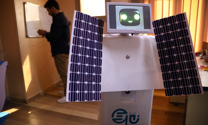 A robot invented by Egyptian mechatronics engineer Mahmoud El-Komy is seen at El-Komy's office in Tanta city, northern Egypt, on Oct. 11, 2021. (Photo: Xinhua)