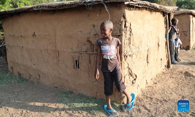 Children are seen at a Maasai tribe near the Maasai Mara National Reserve in Kenya, Aug. 29, 2021.Photo:Xinhua