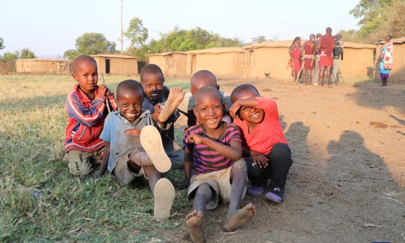 Children are seen at a Maasai tribe near the Maasai Mara National Reserve in Kenya, Aug. 29, 2021.Photo:Xinhua