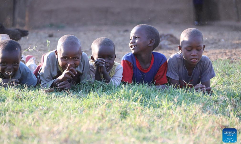 Children are seen at a Maasai tribe near the Maasai Mara National Reserve in Kenya, Aug. 29, 2021.Photo:Xinhua