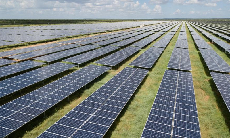Aerial photo taken on December 13, 2019 shows a 50 megawatt solar farm in Garissa, Kenya Photo: Xinhua