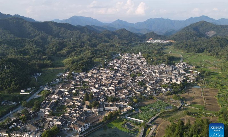 Aerial photo taken on Dec 3, 2021 shows the scenery of Yucun Village in Anji, east China's Zhejiang Province.Photo:Xinhua