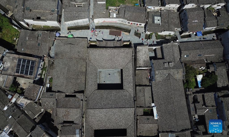 Aerial photo taken on Dec 3, 2021 shows the scenery of Yucun Village in Anji, east China's Zhejiang Province.Photo:Xinhua