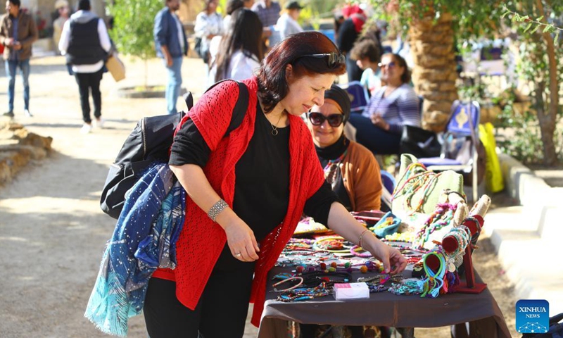 People visit a handmade products fair at Fayoum Art Center in Tunis village of Fayoum, Egypt, Dec. 10, 2021.Photo:Xinhua