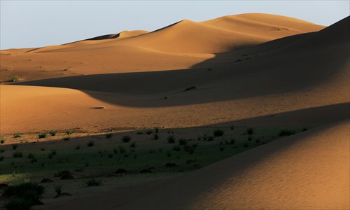 Sand dunes kissed by the sun in Alxa League Photo: Wang Yuan