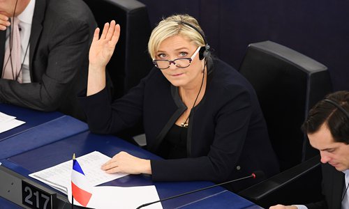 Marine Le Pen takes part in a voting session at the European Parliament in Strasbourg, eastern France on November 22.
