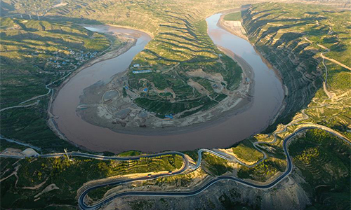 Aerial photos show scenery along sightseeing road in Yan'an - Global Times