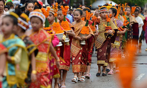 songkran festival celebrated in luang prabang, laos