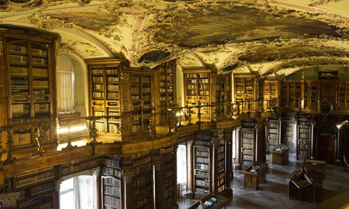 Picture taken on April 20, 2018 shows the Abbey Library in north-eastern Switzerland's St. Gallen city. The library is one of the richest and oldest in the world and contains 170,000 works and some 2,100 original medieval handwritten manuscripts, including the earliest-known architectural plan drawn on parchment.Photo:Xinhua