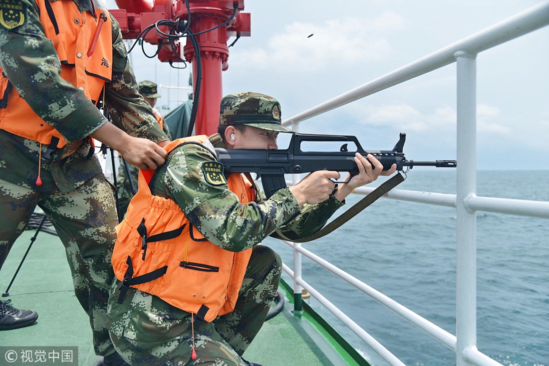 guangdong maritime police conduct a live-fire dril