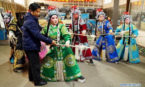 Jingxi Actors of Jin opera troupe in China's Hebei busy rehearsing to greet ...