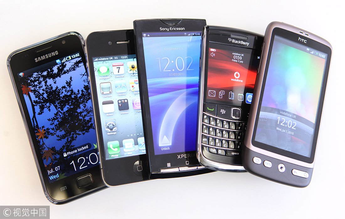 Transition of the phone 1G to 5G, cell phone to foldable smart phone