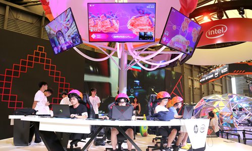 Participants compete in esports games during the 17th China Digital Entertainment Expo in Shanghai on Monday. Photo: IC
