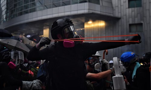 A radical protester in Hong Kong  Photo: AFP