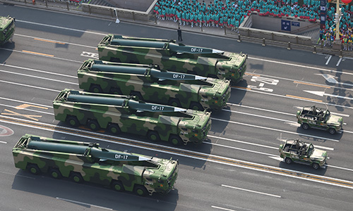 Making their debut in the general public for the first time, DF-17 missiles join the National Day parade held in Beijing on October 1, 2019. Photo: Fan Lingzhi/GT