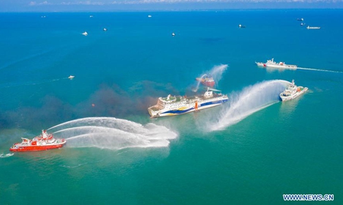 Rescue drill of ro-ro ship held in Haikou, China's Hainan - Global Times