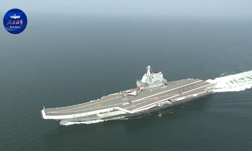 China's second aircraft carrier sails through the Taiwan Straits into the South China Sea. Photo: screenshot from the Weibo account of the PLA Navy