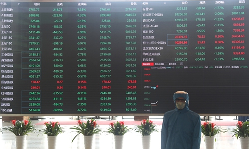 China's A-share market reopens on Monday, its first trading day of the Year of the Rat, losing heavily across the board. Photo: CNS Photo