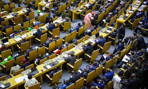 Participants attend the 33rd ordinary session of the assembly of heads of State and Government of the African Union in Addis Ababa, Ethiopia's capital, Feb. 9, 2020. (Xinhua/Michael Tewelde)