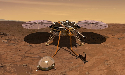 An artist’s rendering of the Mars InSight probe Photo: IC
