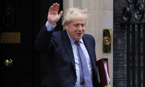 British Prime Minster Boris Johnson leaves 10 Downing Street for Prime Minister's Questions, in London, Britain, Feb. 26, 2020.(Photo by Tim Ireland/Xinhua)