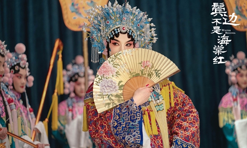 Chinese opera performer with blue hairpiece - wide 2
