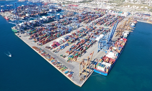 A view of the port of Piraeus in Greece on January 16, 2019 Photo: Xinhua