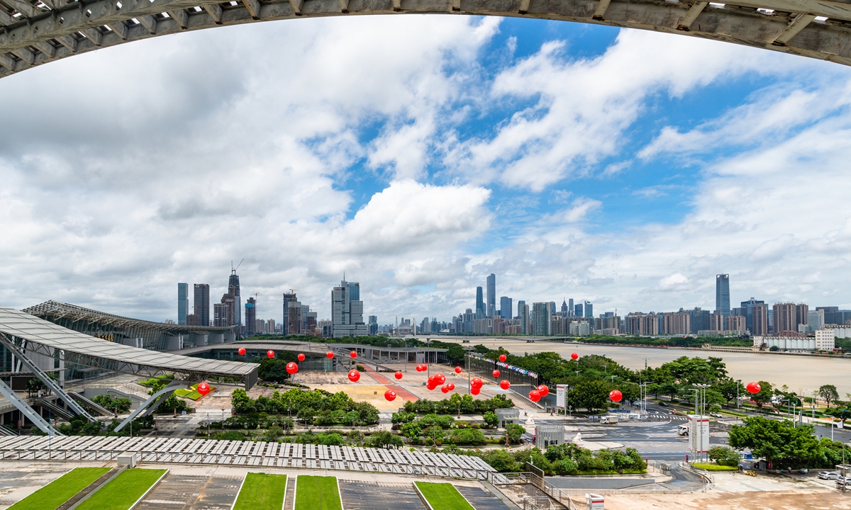 The China Import and Export Fair Complex in Guangzhou, South China's Guangdong Province on Sunday, where the Canton Fair takes place twice every year. This year, much of the fair is going virtual. Photo: VCG