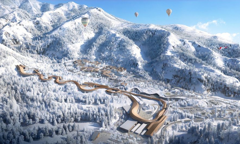 Photo taken on March 4, 2020 shows a rendering of the National Sliding Center for 2022 Winter Olympic Games in Beijing, China. During the Beijing Winter Olympic Games, the National Sliding Center will host bobsleigh, skeleton and luge events. (Xinhua)