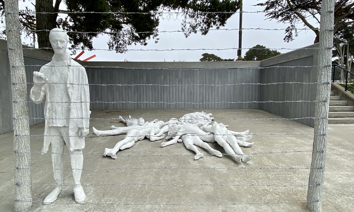 The Holocaust Memorial is seen at the California Palace of the Legion of Honor in San Francisco, California on Sunday. Photo: AFP