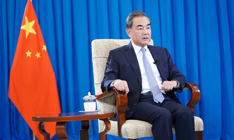 Chinese State Councilor and Foreign Minister Wang Yi gives an exclusive interview to Xinhua on China-U.S. ties in Beijing, capital of China, Aug. 5, 2020. (Xinhua/Zhai Jianlan)