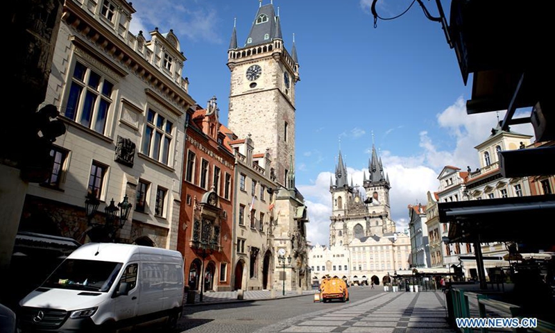 A view of the empty Old Town Square in Prague, the Czech Republic Photo: Xinhua