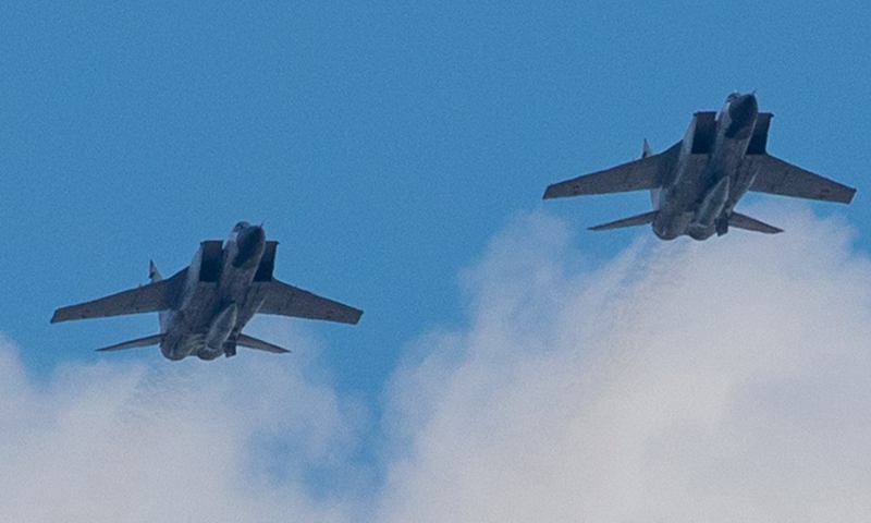 MiG-31 fighters fly in formation during the military parade marking the 75th anniversary of the victory in the Great Patriotic War on Red Square in Moscow, Russia, June 24, 2020. (Xinhua/Bai Xueqi)