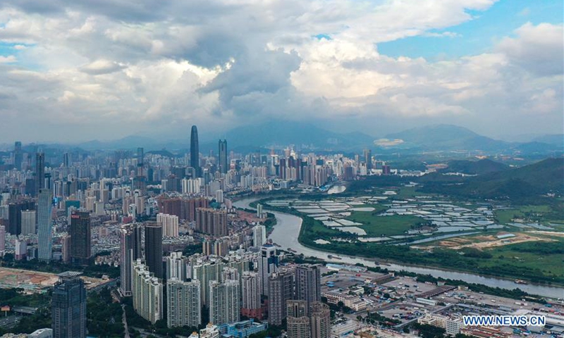 Aerial photo taken on Sept. 14, 2020 shows the view of downtown areas in Shenzhen, south China's Guangdong Province. Known as a paragon of opening-up and development, Shenzhen in Guangdong Province is one of China's earliest special economic zones. Starting from a small town, it has developed into a key economic hub in the past 40 years. (Xinhua/Mao Siqian)

