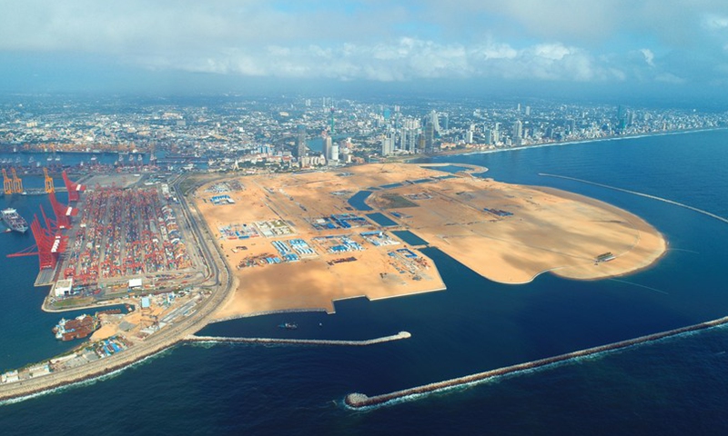 Aerial photo taken on Sept. 23, 2020 shows a view of the construction site of the Colombo Port City in Colombo, Sri Lanka. Photo:Xinhua