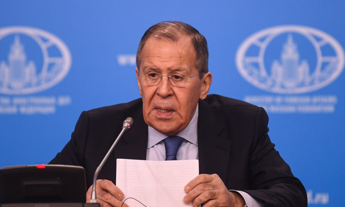 Russian Foreign Minister Sergei Lavrov speaks during his annual press conference in Moscow, capital of Russia, Jan. 17, 2020. (Photo by Evgeny Sinitsyn/Xinhua)