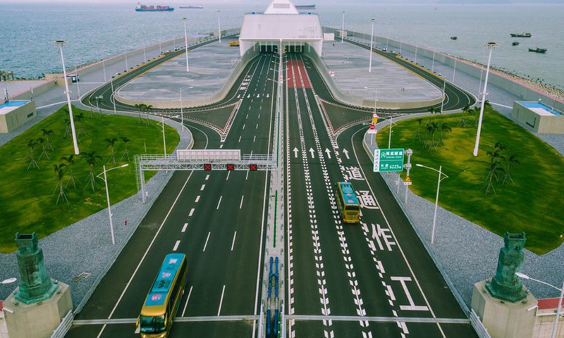 An aerial view of Hong Kong-Zhuhai-Macao Bridge.Photo:Xinhua
