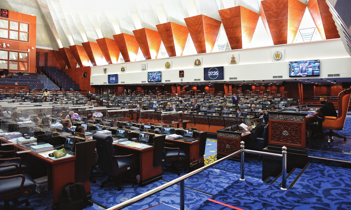 This image released on Thursday shows a general view of the Malaysian Parliament in Kuala Lumpur. Malaysia's Prime Minister Muhyiddin Yassin secured a key victory on Thursday as parliament approved his administration's 2021 budget, ensuring his political survival amid a health and economic crisis caused by the COVID-19 pandemic. Photo: AFP