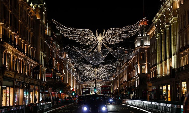 Christmas lights shine in central London, Britain - Global Times