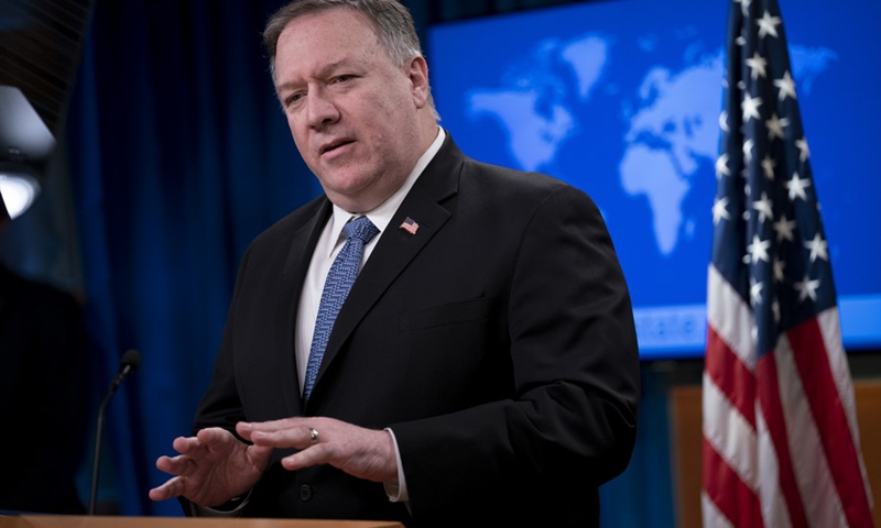 US Secretary of State Mike Pompeo speaks during a press briefing in Washington D.C., the United States, on March 5, 2020. (Xinhua/Liu Jie)