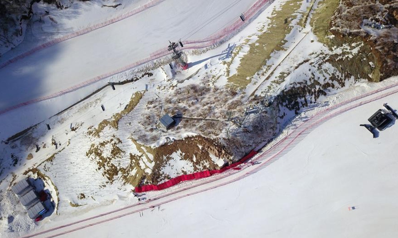 Aerial photo taken on Jan. 19, 2021 shows the National Alpine Skiing Center in Yanqing District, Beijing, capital of China. Photo:Xinhua