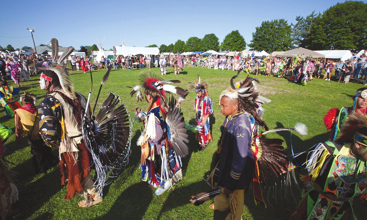 Native Americans celebrate their heritage and culture at a PowWow presented by the Redhawk Native American Arts Council at the Sussex County Fairgrounds in New Jersey, the US on July 13, 2009. Photos: VCG
