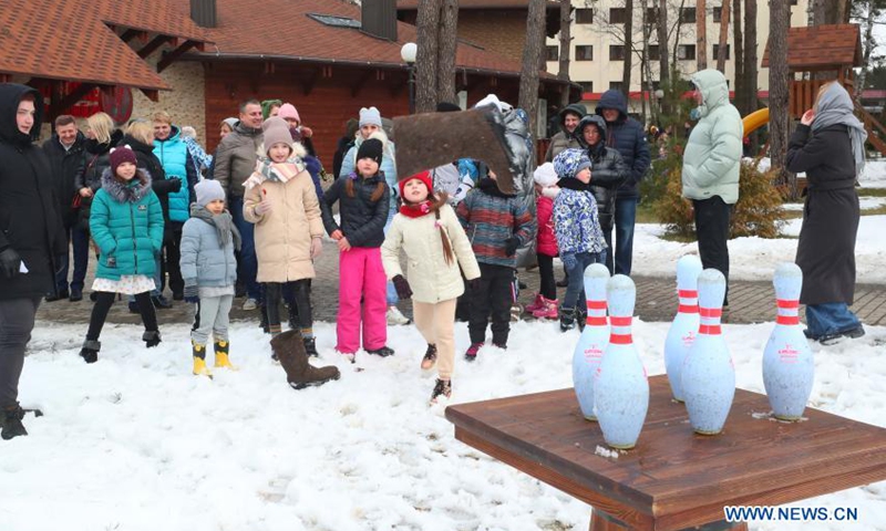 Children participate games to bid farewell to winter in Belarus ...