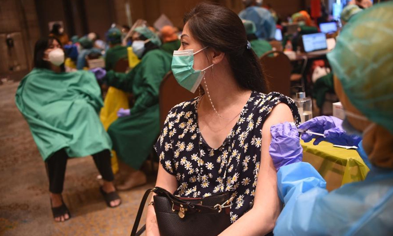 Photo taken on March 1, 2021 shows a vaccination site at a shoping mall in Tangerang, Banten province, Indonesia.Photo:Xinhua