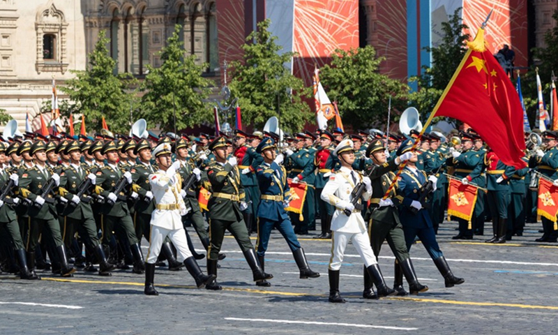 The Guard of Honor of the Chinese People's Liberation Army (PLA) take part in the military parade marking the 75th anniversary of the victory in the Great Patriotic War on Red Square in Moscow, Russia, June 24, 2020.(Photo: Xinhua)