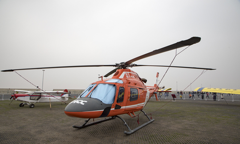 Civil aircrafts are displayed at the general aviation exhibition area of the Changchun Air Show in Northeast China's Jilin Province on October 20, 2019. Photo: VCG