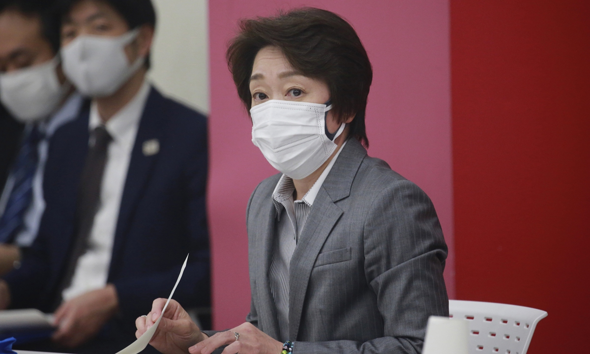 Tokyo 2020 Organizing Committee President Seiko Hashimoto attends a Tokyo 2020 executive board meeting in Tokyo, Tuesday, March 2, 2021. Photo: VCG