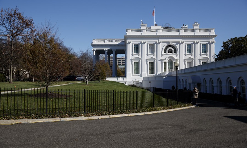 Photo taken on Nov. 23, 2020 shows the White House in Washington, D.C., the United States.(Photo: Xinhua)