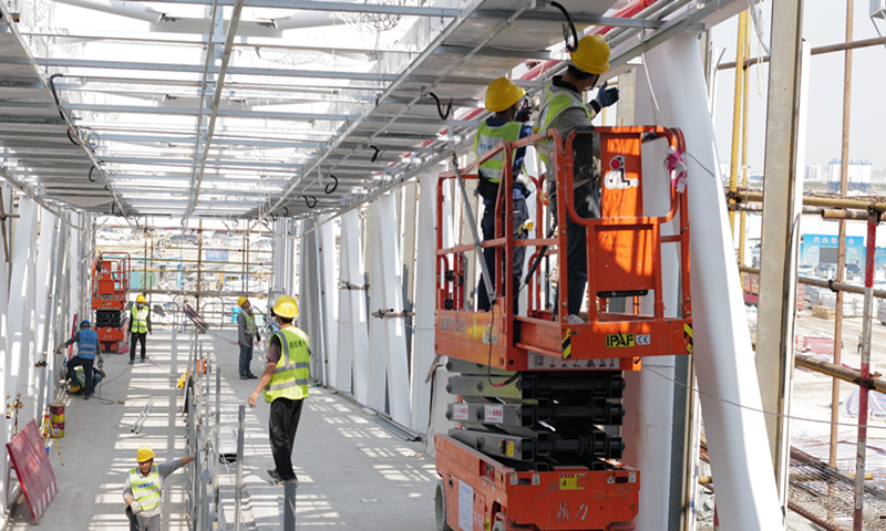 The satellite hall of Shenzhen Bao'an International Airport is under construction on March 11, 2021. Photo: VCG